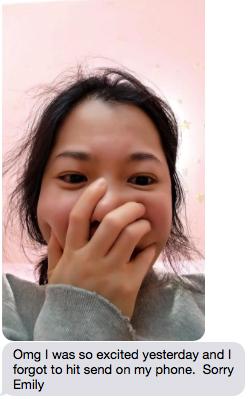 Becky Moy receives Finalist phone call 