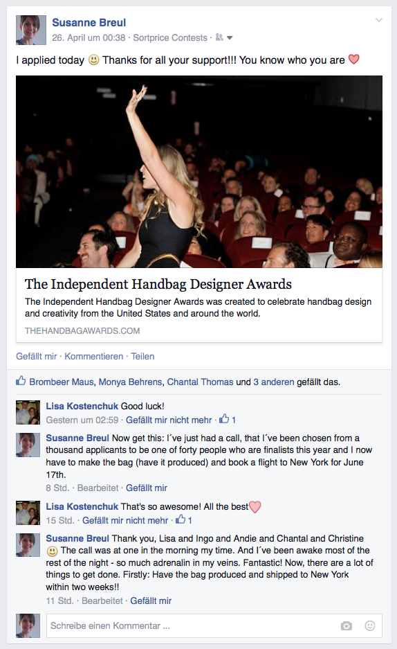 Susanne  Breul  receiving  IHDA  finalist  phone  call  