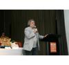 Carlos Falchi accepting his award as the Lifetime Achievement Recipient in independent Handbag Design