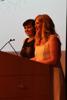Kim Reiher of Amorim Cork Composites  Erin Carter of Timberland presenting the Best Green Handbag